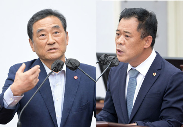 손유원 감사위원장과 김대진 의원.